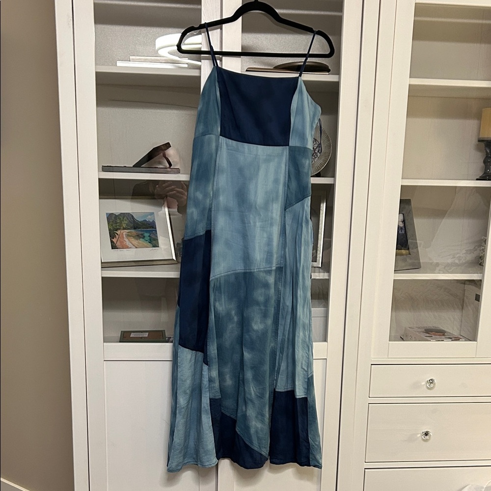 GAP Blue Patchwork Maxi Slip Dress